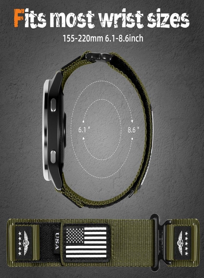 Dirrelo 22mm Quick Release Watch Band Compatible With Garmin Vivoactive 4 Watch Bands/Venu 3/Venu 2, Rugged Nylon Adjustable Stars-Stripes Flag Strap Replacement for Forerunner 265/255/255 Music Men Women - Image 2