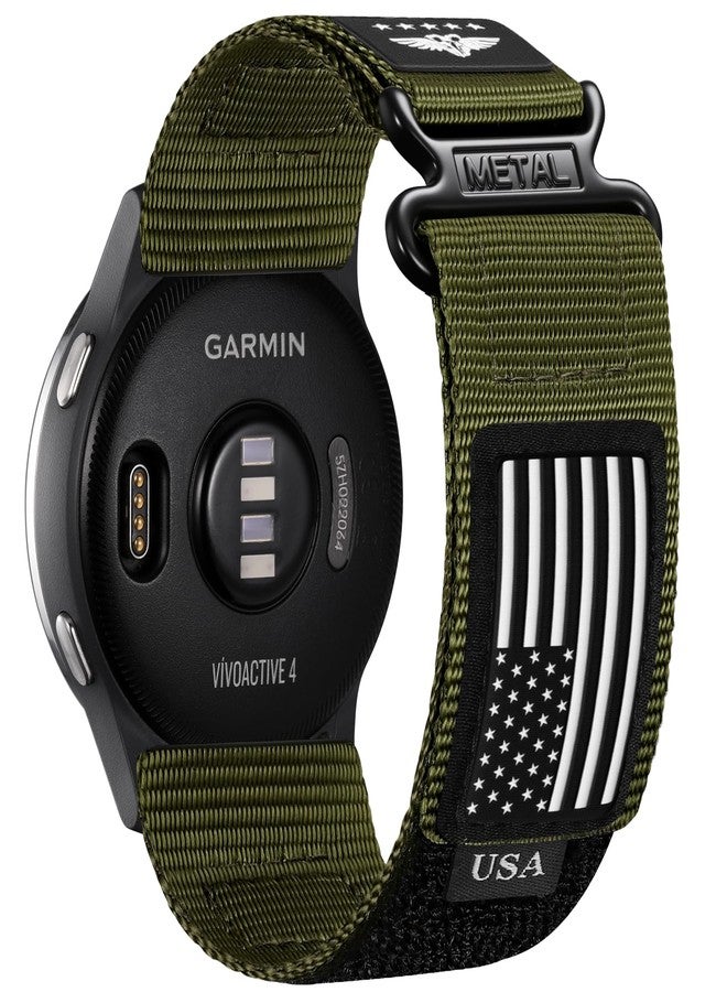 Dirrelo 22mm Quick Release Watch Band Compatible With Garmin Vivoactive 4 Watch Bands/Venu 3/Venu 2, Rugged Nylon Adjustable Stars-Stripes Flag Strap Replacement for Forerunner 265/255/255 Music Men Women - Image 1