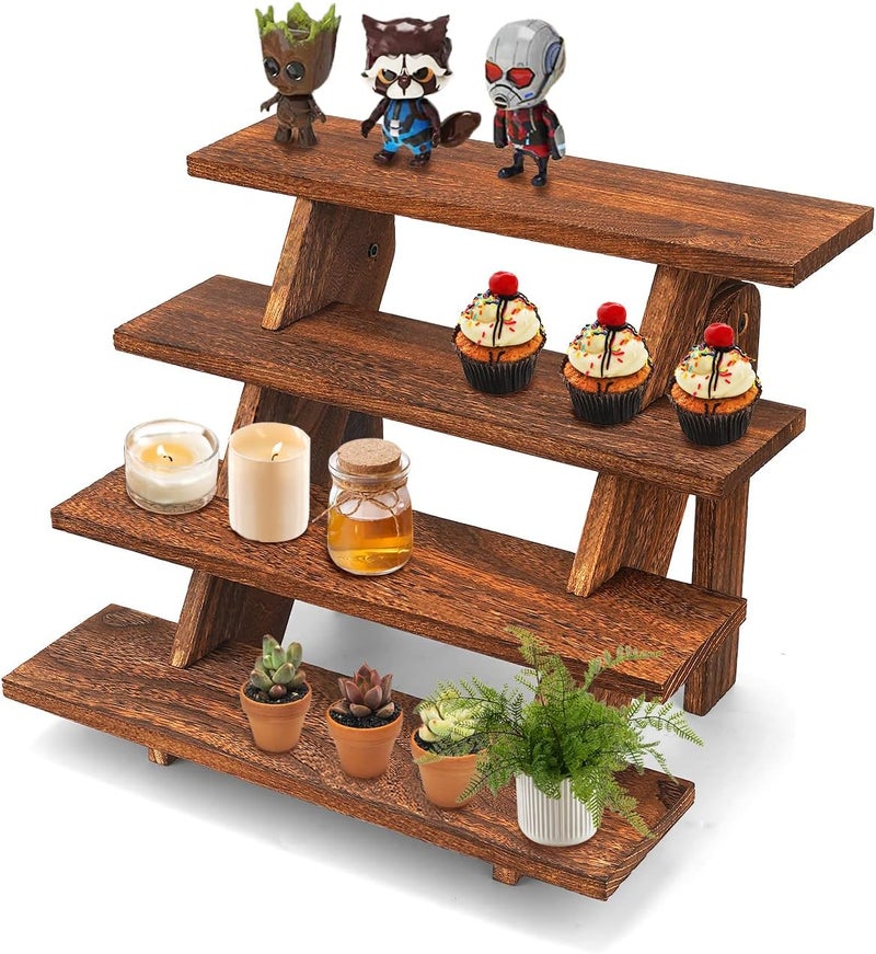 Manspdier Wooden Display Stand Wood Cupcake Stands Tool Free, Rustic Risers For Display Ideal Craft Funko Pop - Image 1