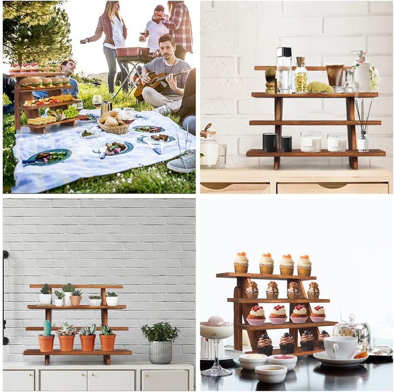 Manspdier Wooden Display Stand Wood Cupcake Stands Tool Free, Rustic Risers For Display Ideal Craft Funko Pop - Image 4