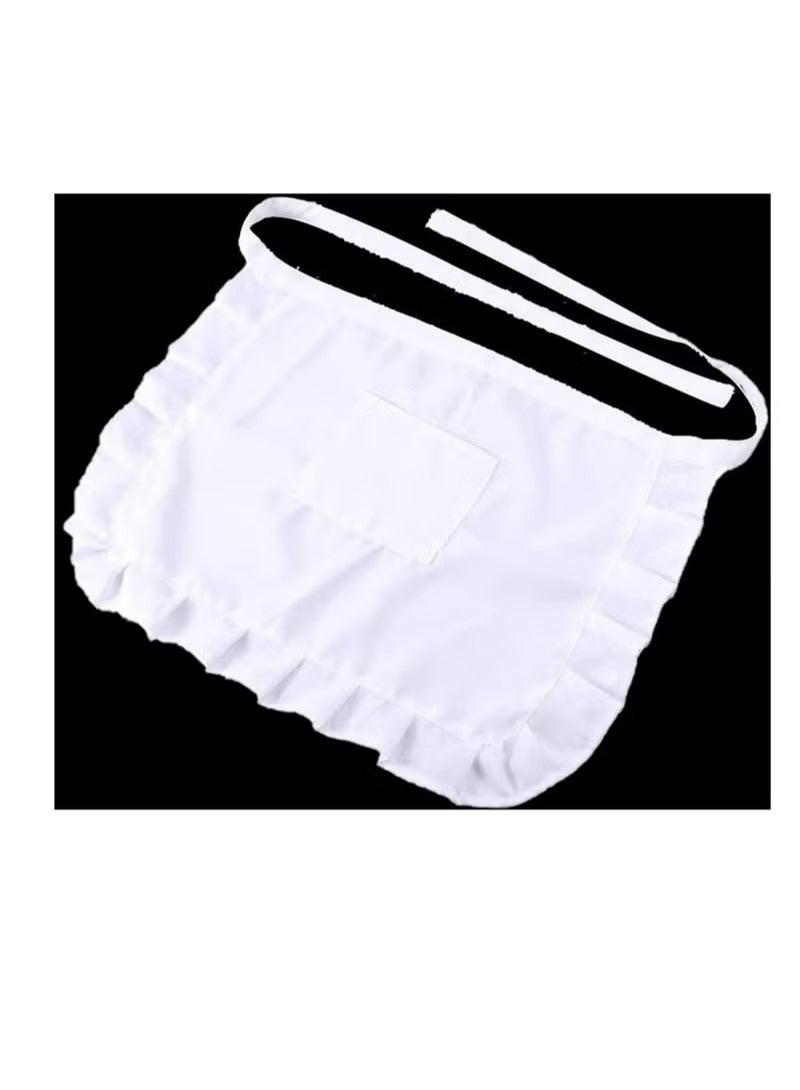 White Waist Apron Half Apron Kitchen Half Waist Apron Ruffle Chef Work Bib Maid Apron Dress Bistro Server Aprons for Waitress Cosplay Costume - Image 1