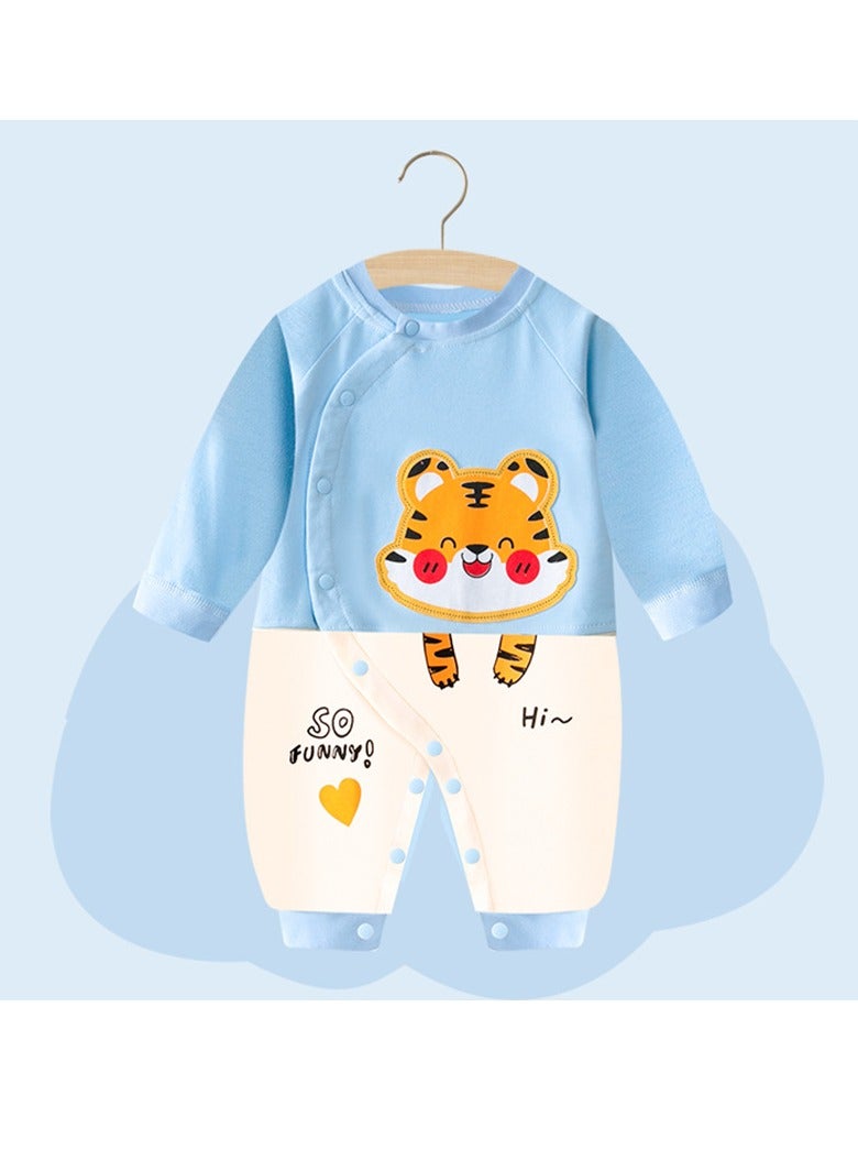 xozgdovg Baby onesie Spring and autumn clothes for newborns pure cotton autumn pajamas for infants and girls 24m/90cm blue tiger 