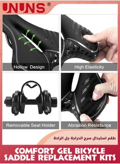 UNUNS Cycling Saddle,Comfortable Gel Bike Seat,Soft Bicycle Padded,Shock Absorbing Saddle Cushion,Breathable Bicycle Seat For MTB Mountain Bike Road Bike Exercise Bike,With Mounting Wrench,Waterproof Cover  - Image 4