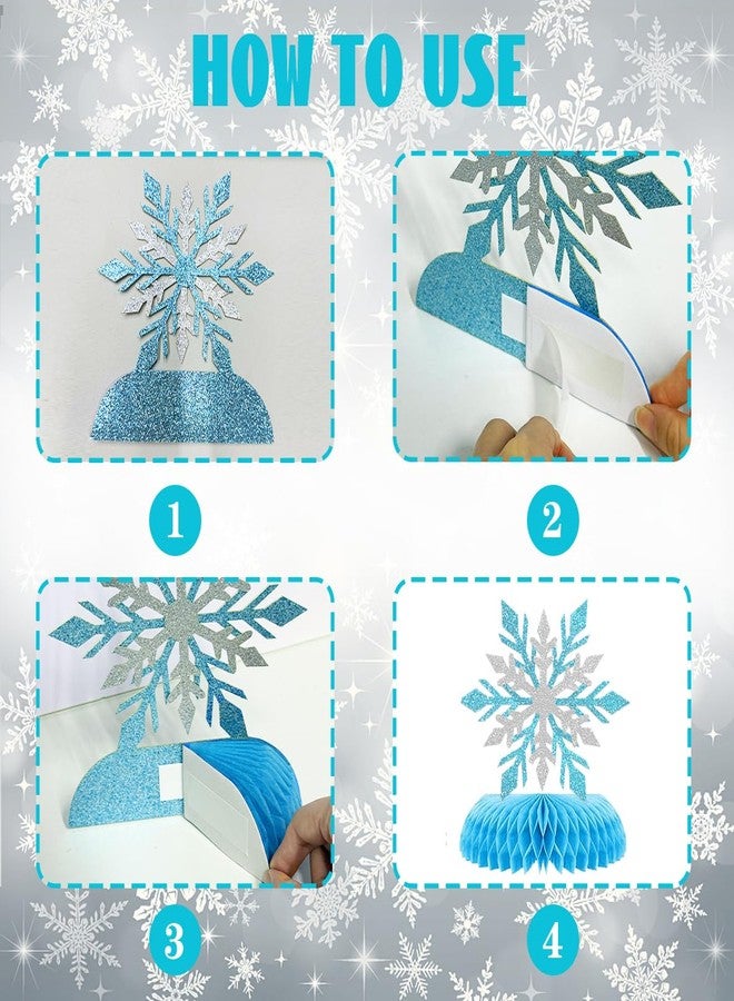 Moitkptt 9Pcs Winter Wonderland Decorations 3D Snowflake Honeycomb Table Centerpieces for Frozen Winter Blue White Theme Christmas Baby Shower Birthday Party Supplies (Snowflake) - Image 3