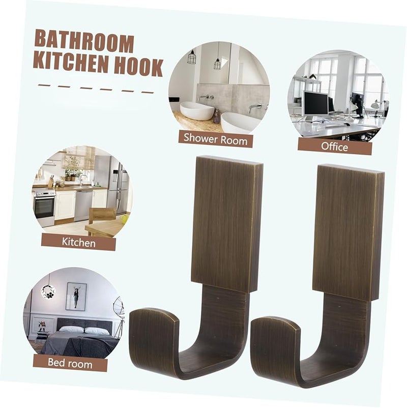 Vintage Brass Wall Hooks 2 Pack Retro Coat Towel Hangers For Bathroom Kitchen - Image 4