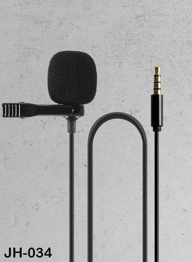 ميكروفون JH-043 لافاليير TRRS، مقاس 3.5 مم، مناسب للتدوين المرئي، وإنشاء محتوى الفيديو/الصوت، والتسجيل على الأجهزة اللوحية، وأجهزة الكمبيوتر المحمولة، وكاميرات الفيديو، وأجهزة الكمبيوتر الشخصية؛ مزود بعنصر مكثف متعدد الاتجاهات، وكابل عازل للضوضاء. - Image 1