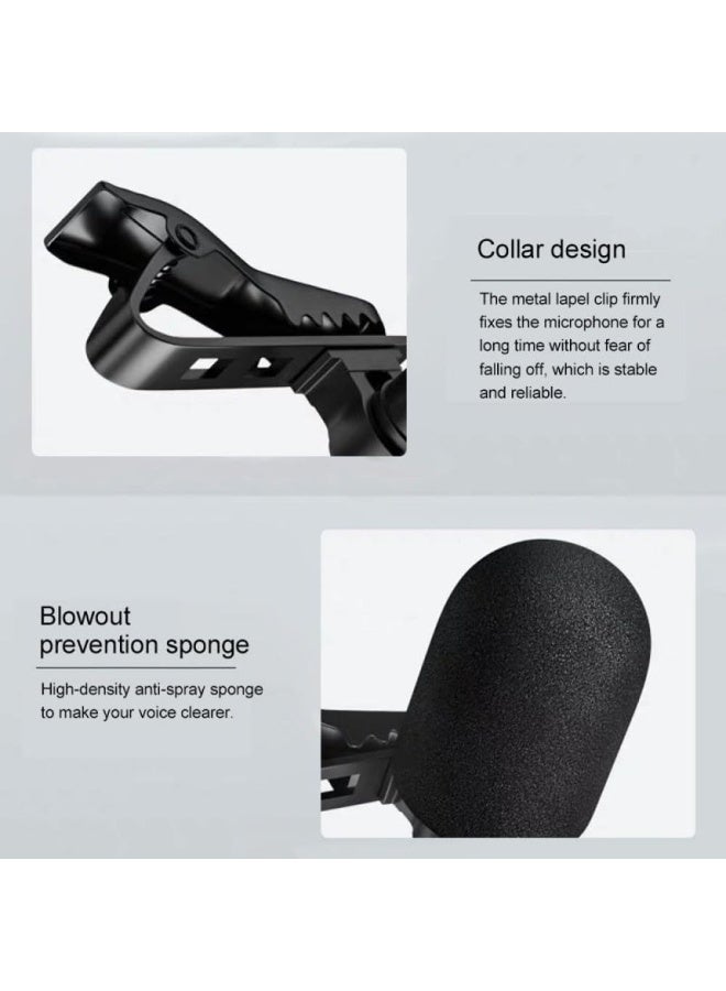 ميكروفون JH-043 لافاليير TRRS، مقاس 3.5 مم، مناسب للتدوين المرئي، وإنشاء محتوى الفيديو/الصوت، والتسجيل على الأجهزة اللوحية، وأجهزة الكمبيوتر المحمولة، وكاميرات الفيديو، وأجهزة الكمبيوتر الشخصية؛ مزود بعنصر مكثف متعدد الاتجاهات، وكابل عازل للضوضاء. - Image 3