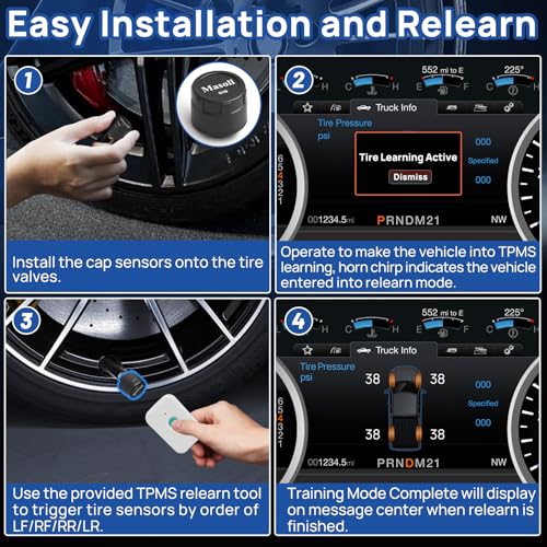 Masoll TPMS Sensor for Ford F-150 Bronco Escape Expedition Explorer Focus Fusion Ranger, Lincoln Mercury, TPMS Sensors Set of 4 with TPMS19 Relearn Tool, External Tire Pressure Monitoring Sensor - Image 5