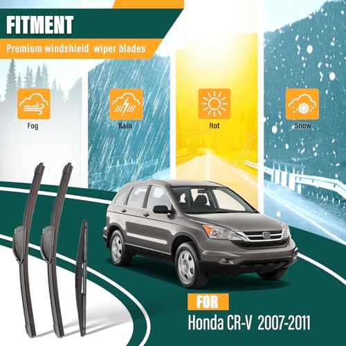 KVQ Windshield Wiper Blades Replacement for Honda CRV CR-V 2007 2008 2009 2010 2011 Original Factory Quality Front Rear Wiper Blade Set - 26" 16" 14" (Set of 3) - Image 2