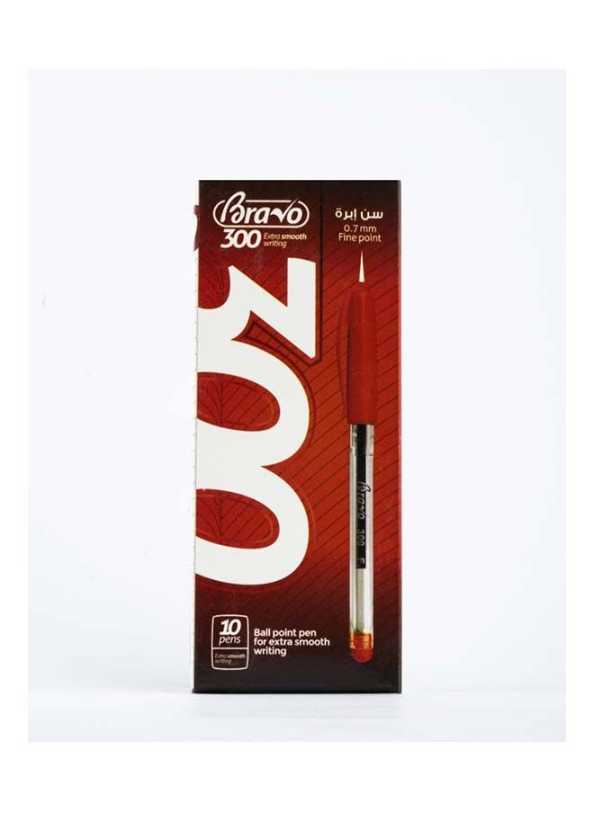 Bravo Bravo 300 BallPoint Pen - 0.7mm -  Pack of 10 Pens - Red  - Image 1