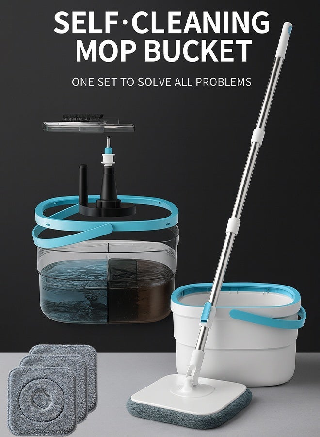 AHAKAC Rotating mop bucket-sewage separation water-absorbing mop-household hands-free flat mop automatic mopping - Image 1