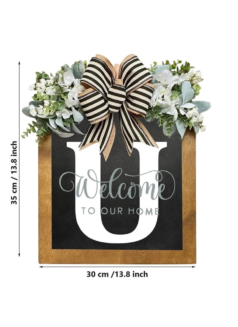 Y&D Welcome Sign Creative Bowknot Letter Wreath In Front Of The Door Outdoor Decoration Props For The Courtyard 35x40CM  - Image 2
