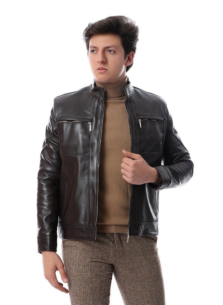 Genuine Leather Fashion Winter Jacket  - Image 1