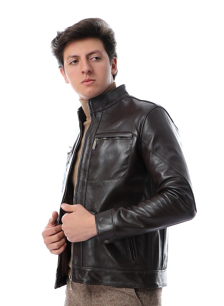 Genuine Leather Fashion Winter Jacket  - Image 2