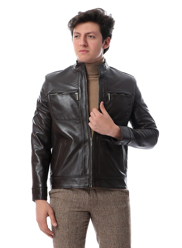 Genuine Leather Fashion Winter Jacket  - Image 4