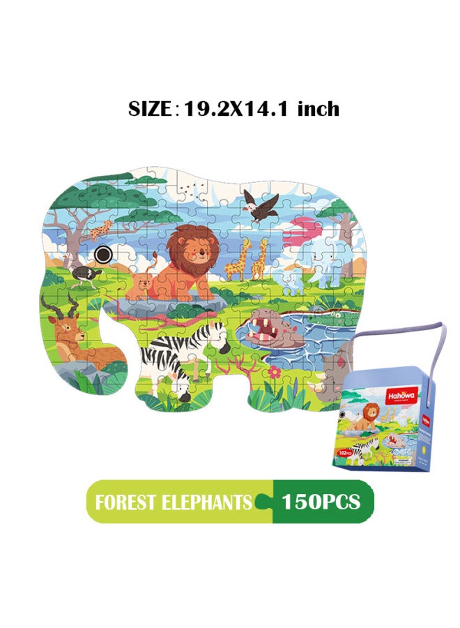 Jigsaw Puzzle Toy Building Blocks Educational Brain Teaser For Kids 3d Puzzle Toy Educational Learning Tools For Children-Color:Grassland Animal Elephant (large Box) - Image 1