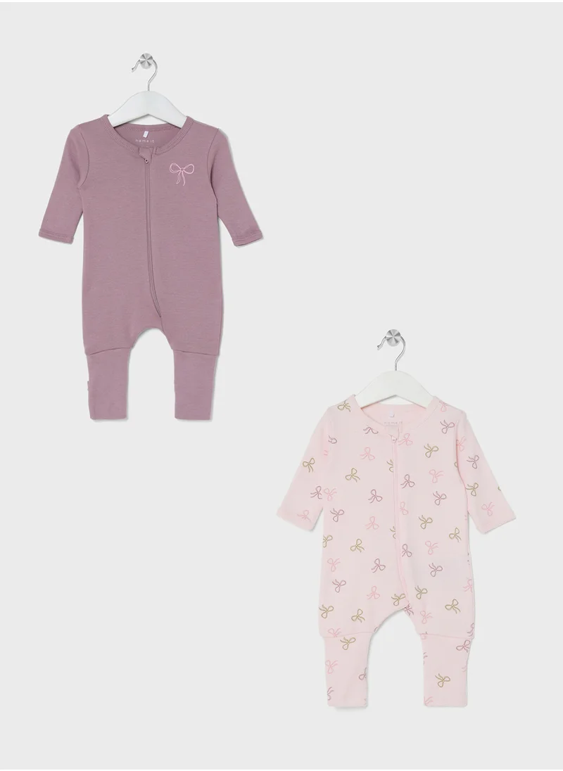 نيم ات Kids 2 Pack Bow Printed Romper