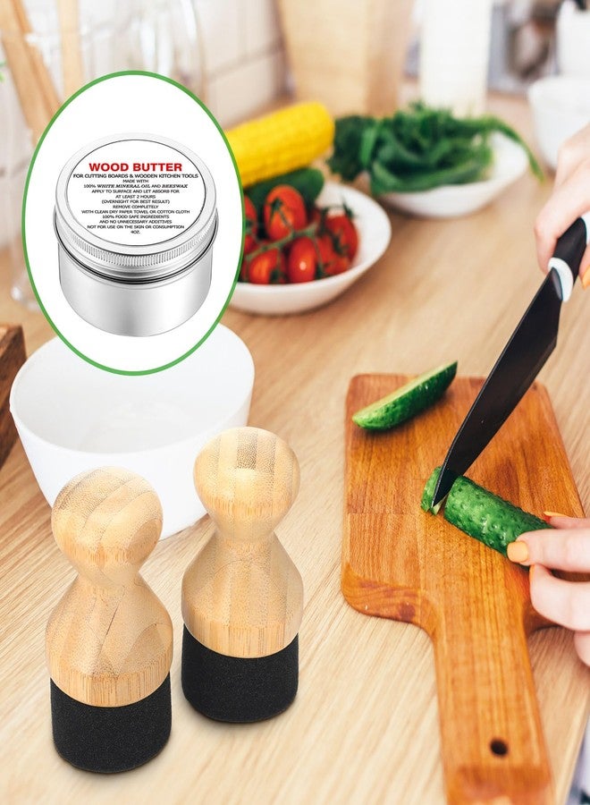Threlaco مجموعة ثريلاغو 3 قطع من مُطبّق زيت لوح التقطيع مع زيت شمع لوح التقطيع الخشبي لكتل الجزار وأدوات المطبخ الخشبية - Image 4