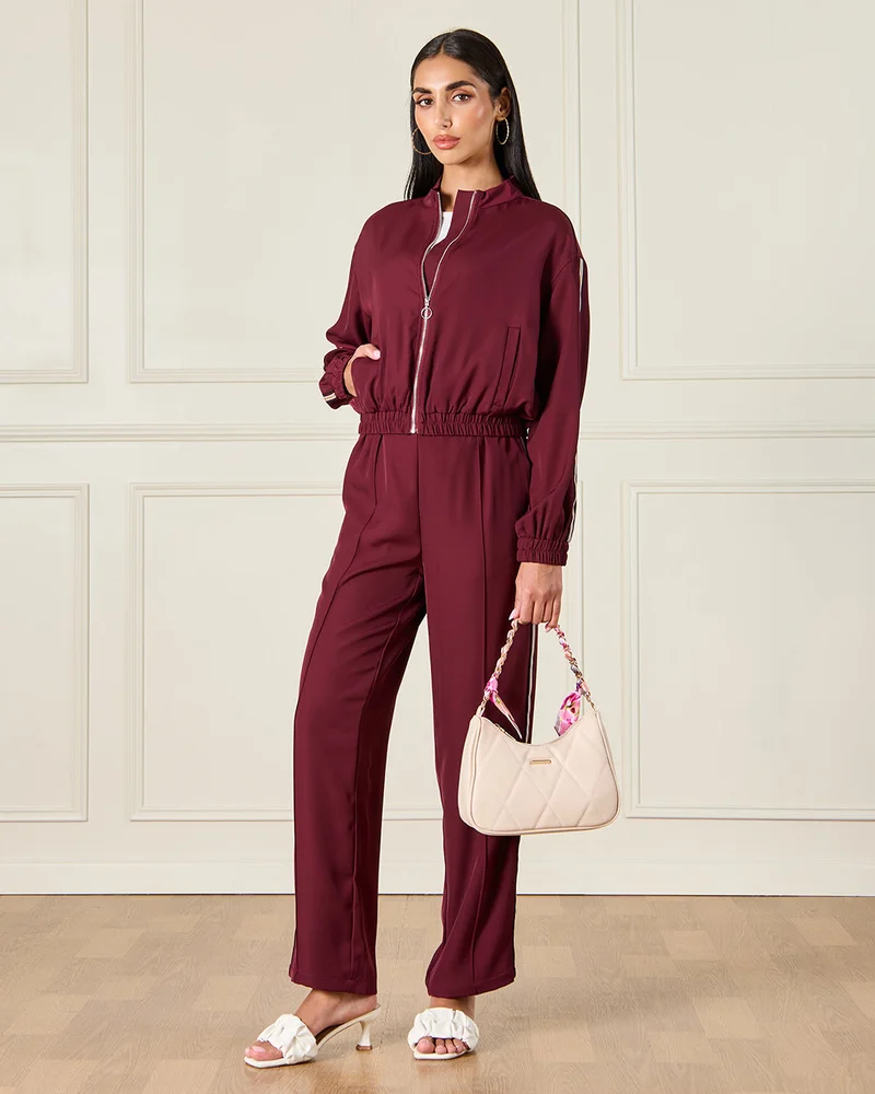 Redtag Women Burgundy Embellished Jacket