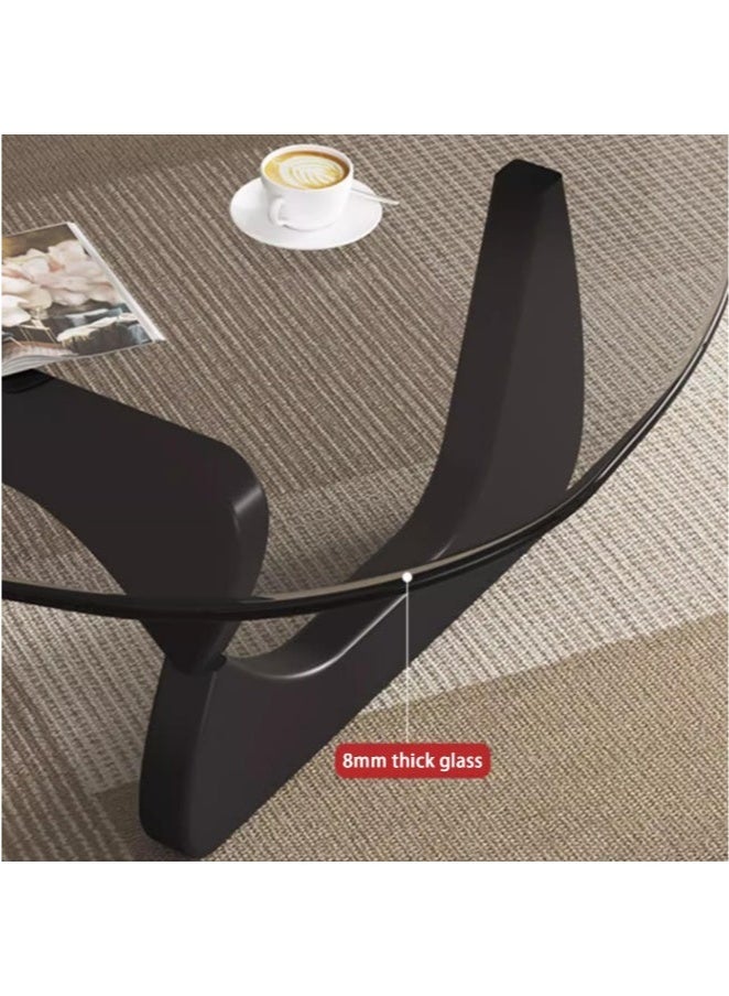 WALALLA Modern Glass Coffee Table, Simple Small Table for Living Room, Elegant Center Table, Stylish Coffee Table for Apartment and Office, Unique Triangle Tea Table,Tempered Glass + Solid Wood Base,Black 91*65*40cm - Image 5