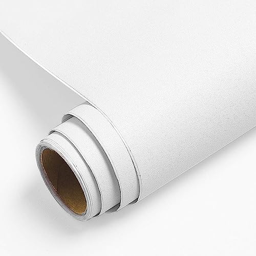 HOMSUN Thick White Texture Wallpaper for Bedroom Walls - Self Adhesive Contact Paper for Cabinets, Desk Drawers - Removable Vinyl (12 X 48 Inch) - Image 1
