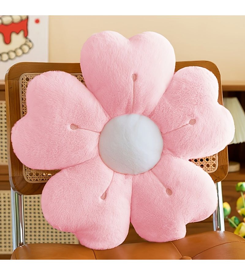 Brown Soft Plush Flower Pillow Cute Decorative Mat for Bedroom Sofa Home Birthday Christmas Halloween Gift - Image 1