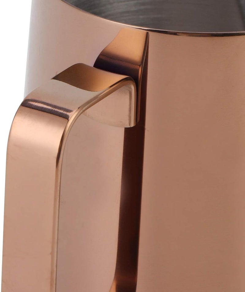 ويوبلز إبريق رغوة الحليب من الفولاذ المقاوم للصدأ سعة 350 مل، إبريق تبخير الإسبريسو لماكينات الإسبريسو، الكابتشينو، فن اللاتيه (350 مل ذهبي وردي -304) - Image 5