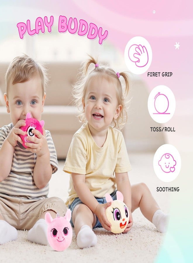 ZOOJOY 3 Pcs Plush Bouncy Balls for Toddlers, 3In High Bounce Baby Toys Featuring Easter Bunny, Unicorn & Monster, Easter Basket Stuffers Gifts for Girls Boys 6M+ Outdoor Indoor Slient Furry Balls - Image 4