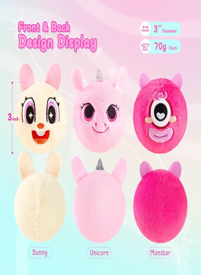 ZOOJOY 3 Pcs Plush Bouncy Balls for Toddlers, 3In High Bounce Baby Toys Featuring Easter Bunny, Unicorn & Monster, Easter Basket Stuffers Gifts for Girls Boys 6M+ Outdoor Indoor Slient Furry Balls - Image 2