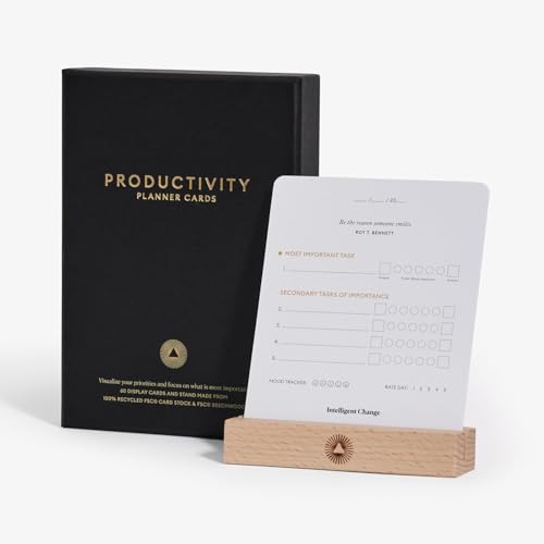 Intelligent Change Productivity Planner Cards with Display Stand Compact DeskFriendly Daily Prioritization Cards Inspirational Quotes DualPurpose Design for Daily Organization and Notes - Image 1