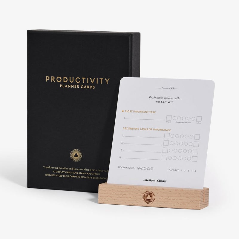 Intelligent Change Productivity Planner Cards with Display Stand Compact DeskFriendly Daily Prioritization Cards Inspirational Quotes DualPurpose Design for Daily Organization and Notes - Image 2
