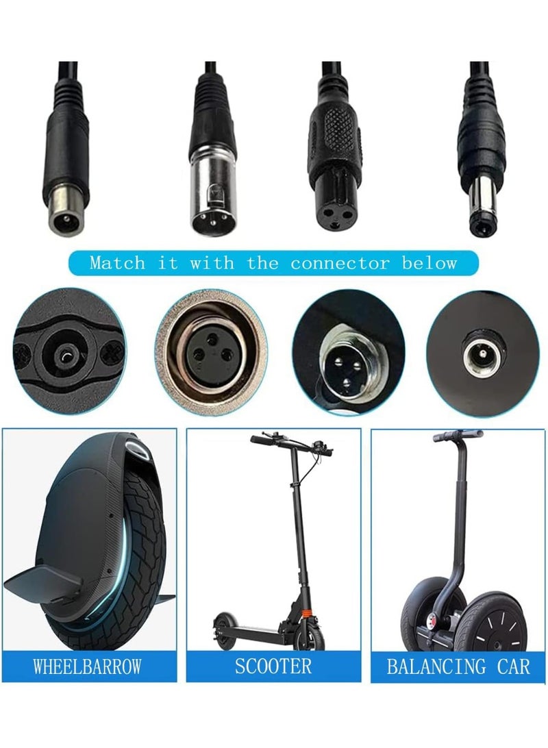 Electric Scooter Charger 36V 2A, Fast Electric Bike Charger with 4 Connectors, Compatible with Xiaomi M365/Electric Scooters, Waterproof & Overcharge Protection (LED Indicator) - Image 3