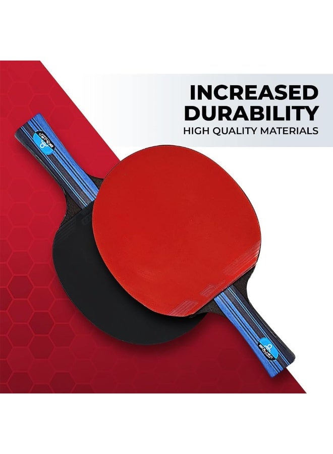 سوفام مجموعة مجداف بينغ بونغ، مضارب تنس الطاولة المحترفة مجموعة مع 3 كرات بينج بونغ وحقيبة، مجداف كرة الطاولة المحمولة مجداف بريميوم راكيت اللعب في أي مكان داخل/خارج الأسرة Fun-Long - Image 4