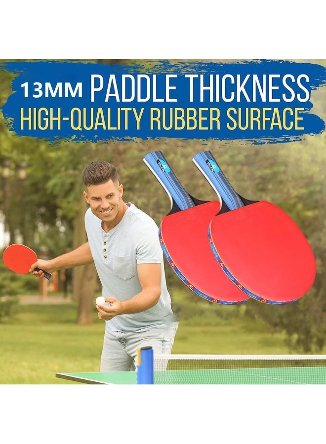 سوفام مجموعة مجداف بينغ بونغ، مضارب تنس الطاولة المحترفة مجموعة مع 3 كرات بينج بونغ وحقيبة، مجداف كرة الطاولة المحمولة مجداف بريميوم راكيت اللعب في أي مكان داخل/خارج الأسرة Fun-Long - Image 3