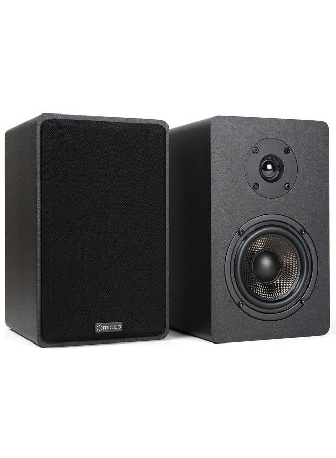 Micca MB42X Bookshelf Speakers With 4-Inch Carbon Fiber Woofer and Silk Dome Tweeter (Black, Pair) - Image 4