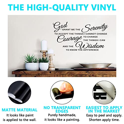 AnFigure Prayer Wall Decor, Inspirational Wall Decals for Living Room Quotes Bathroom Family Christian Bible Verse Faith Biblical Jesus Home Art Decor Vinyl Stickers God Grant Serenity Prayer 21"x11" - Image 2