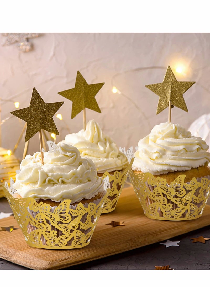 Cupcake Paper Wrappers, 50 Pcs Lace, Baking Cups, Laser Cut Butterfly Cases Muffin, for Weddings Birthday Party Supplies - Image 5