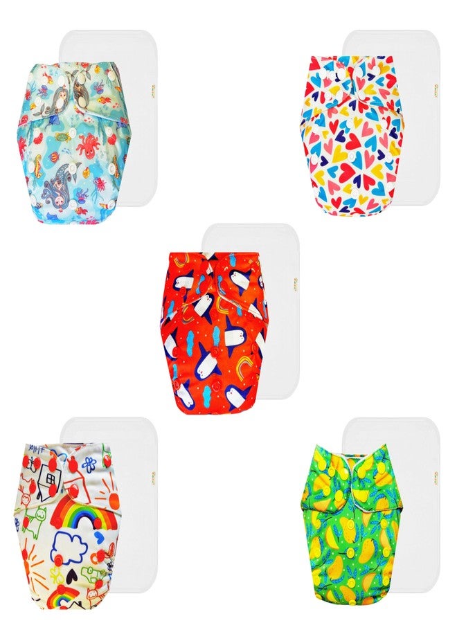 حفاضات دمبلدو القماشية الممتازة مع حشوة قطنية (عبوة من 5) | ملائمة محكمة | وسادة امتصاص من 6 طبقات | أزرار كبس قابلة للتعديل | موثوق بها من قبل الأمهات | من 3 أشهر إلى 3 سنوات | للجنسين - Image 1