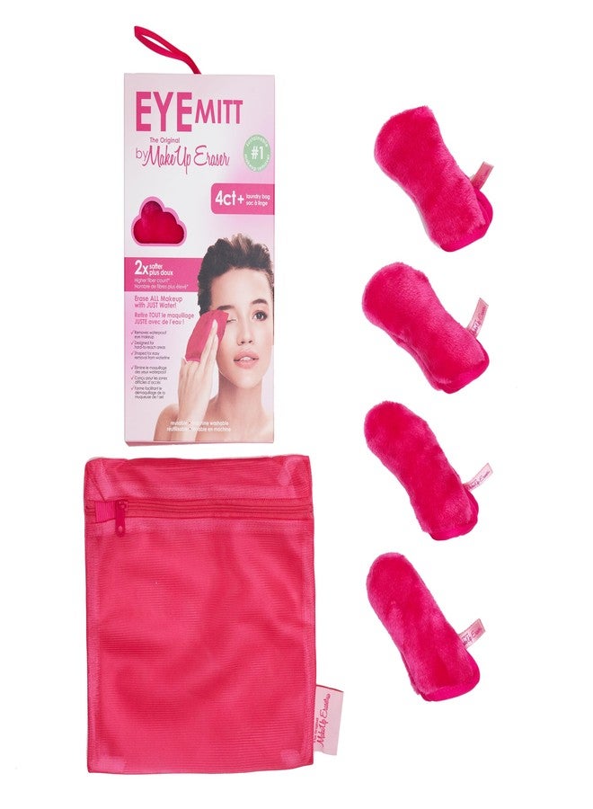 Makeup Eraser Eye MITT by The Original MakeUp Eraser, Erase All Eye Makeup With Just Water, Including Waterproof Mascara, Eyeliner, and More! Pack of 4 Mitts + laundry bag - Image 1
