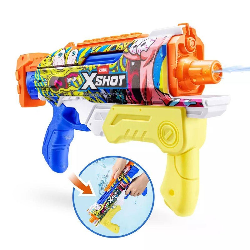 X-Shot Skins SpongeBob SquarePants Hyperload Fast-Fill Water Blaster (500 ml, Yellow/Blue/Orange) - Image 2