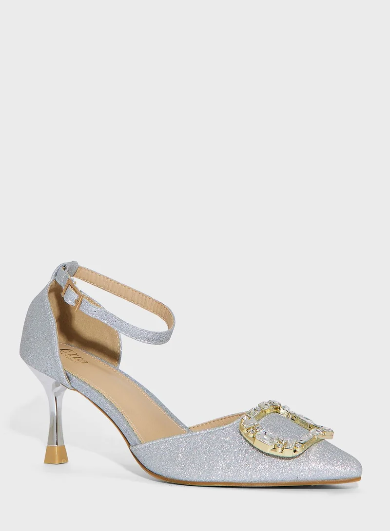 ايلا ليمتد اديشن Pointed-Toe Pumps With Crystal Buckle