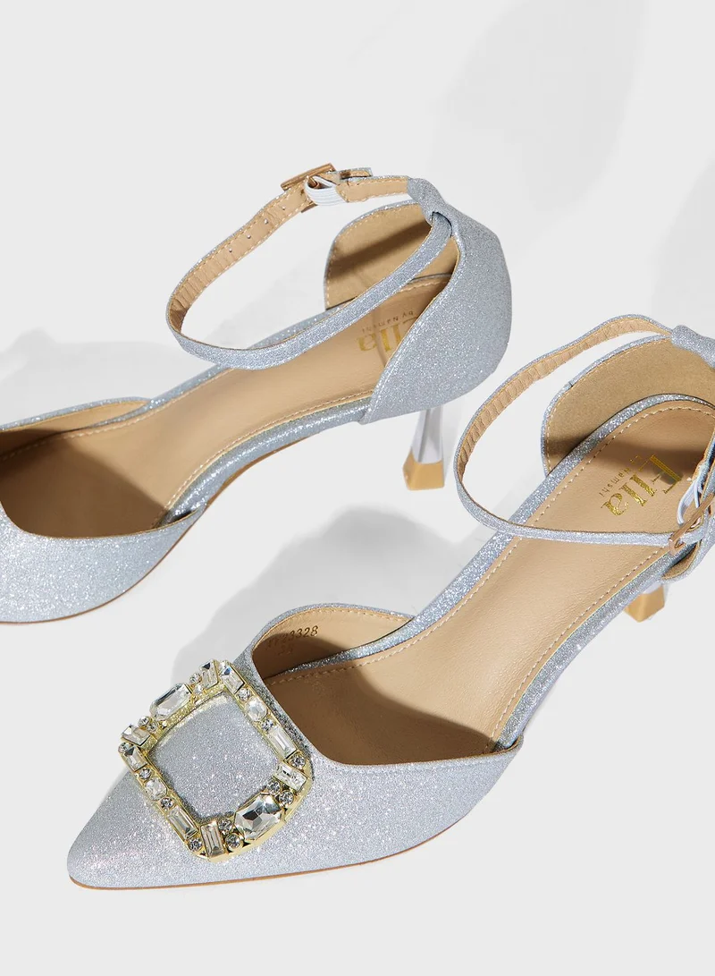 ايلا ليمتد اديشن Pointed-Toe Pumps With Crystal Buckle