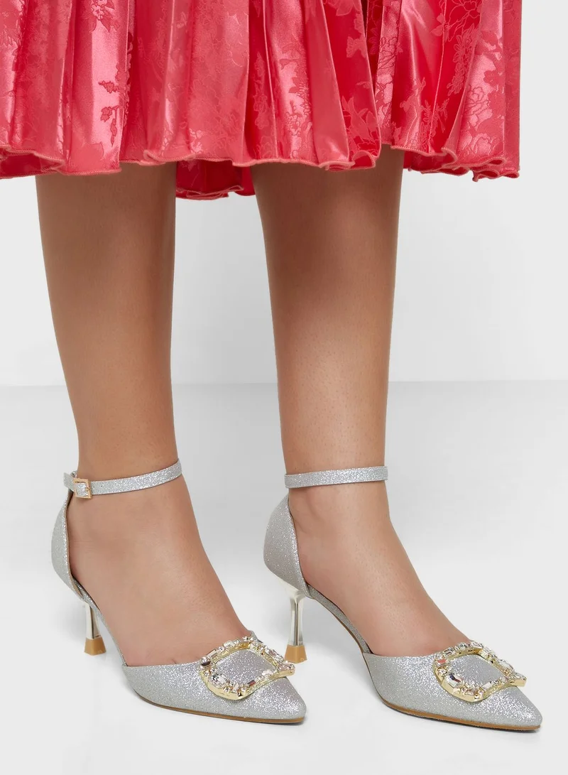 ايلا ليمتد اديشن Pointed-Toe Pumps With Crystal Buckle