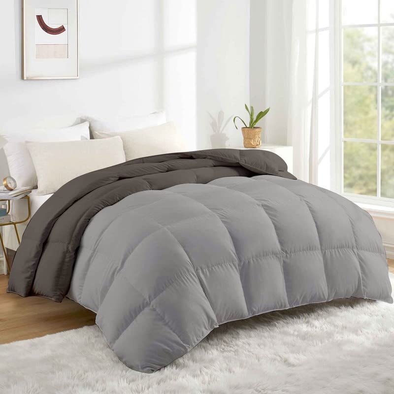 Razzai 500 GSM Winter Comforter Premium Collection Quilted Revesible Comforter (90" x 90" Inches/228cm x 228cm) - Queen Size | Silver/Dark Grey - Image 2