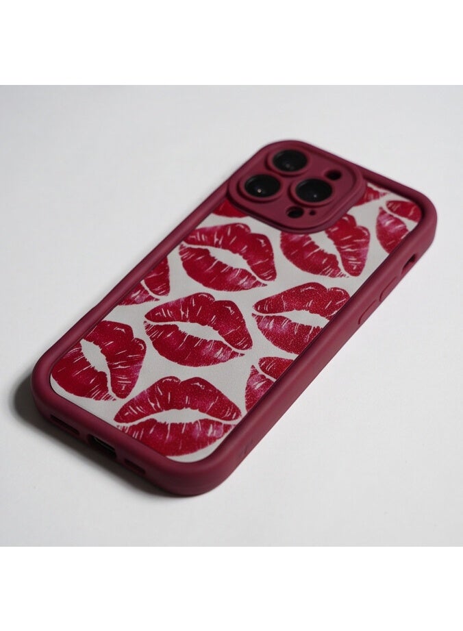 Pattern Print Protective Back Case for iPhone 16 Pro Max - Burgundy Lips - Image 3