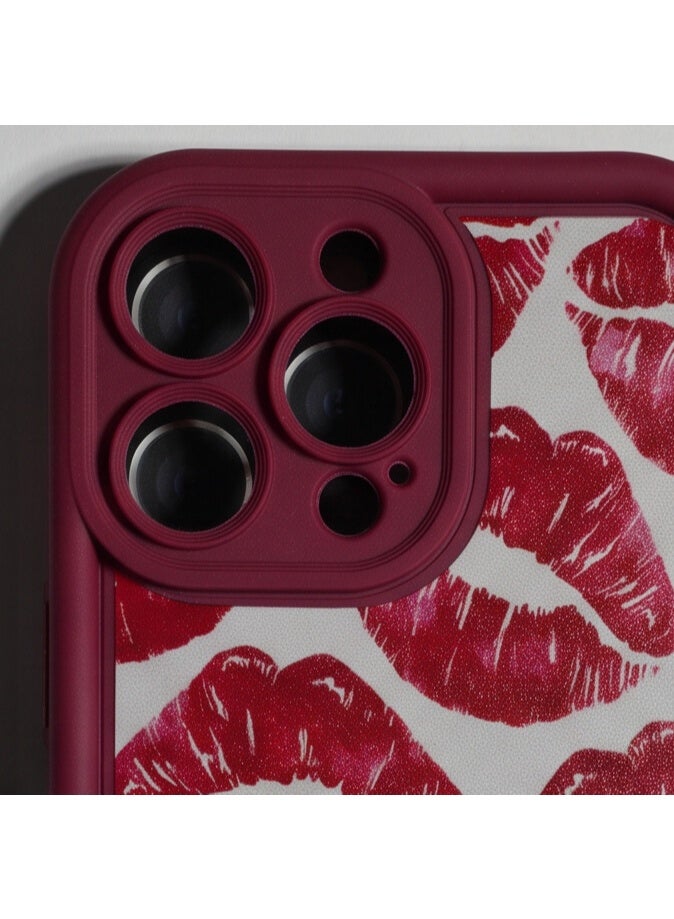 Pattern Print Protective Back Case for iPhone 16 Pro Max - Burgundy Lips - Image 4