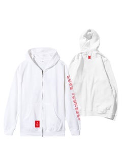 Generic Love Yourself Youth Group Sweatshirt Zipper Hooded Cardigan Jacket Trendy Casual Style Teenage Fashion Outerwear White-fleece 