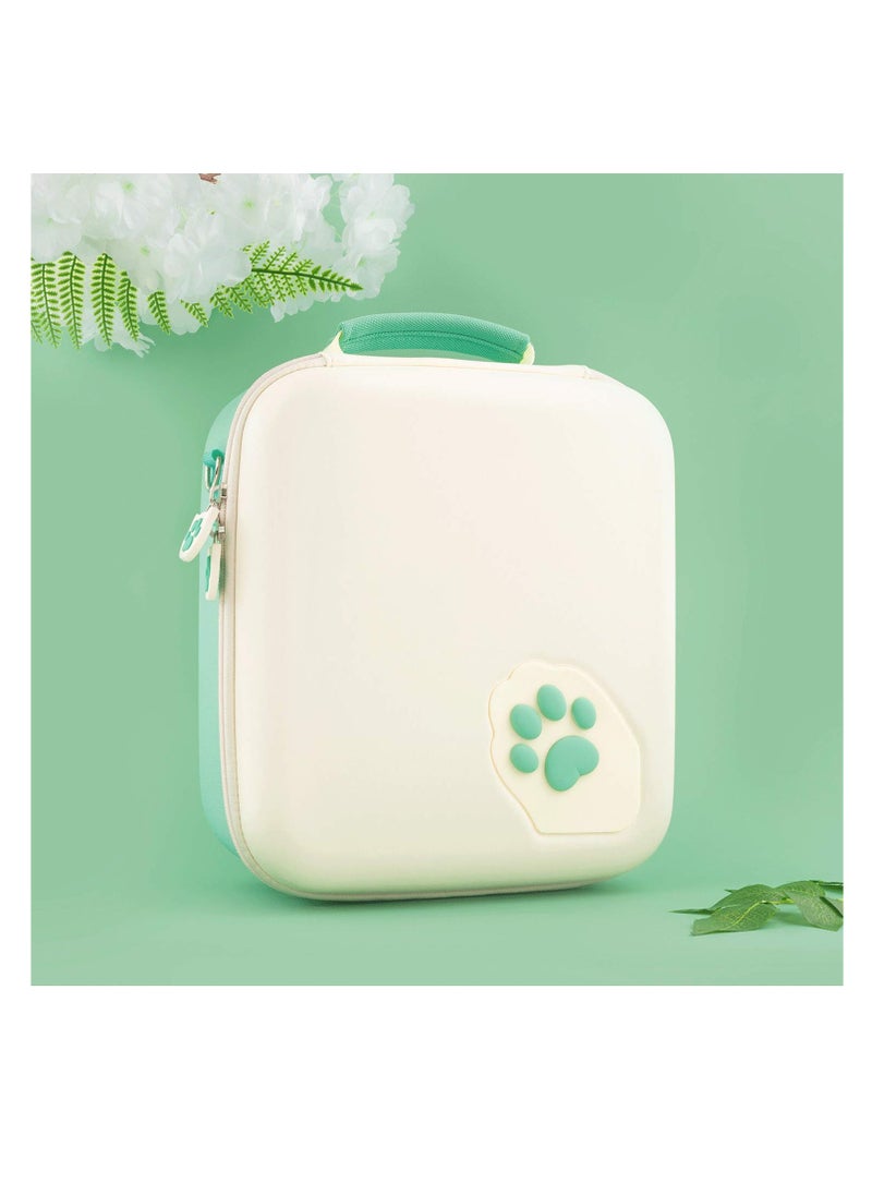 GeekShare green cat paw case compatible with nintendo switch oled travel system case with 18 game card slots for switch console pro controller dock and accessories