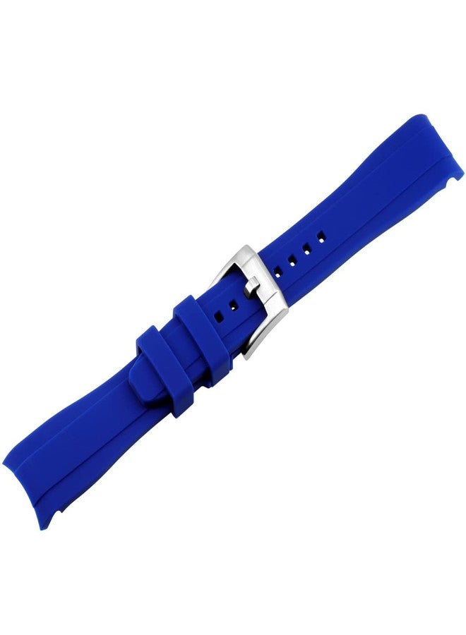 YISIWERA Silicone Rubber Curved Ends Watch Band (22mm, Blue) - Image 2