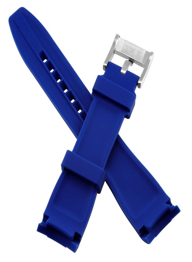YISIWERA Silicone Rubber Curved Ends Watch Band (22mm, Blue) - Image 3
